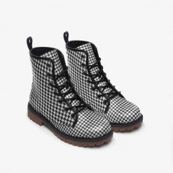 Harlow & Lloyd Houndstooth Check Lace Up Boots