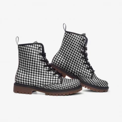 Harlow & Lloyd Houndstooth Check Lace Up Boots