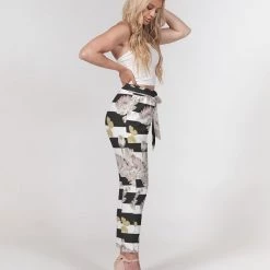 Harlow & Lloyd Pants & Joggers Pink Chrysanthemum Butterflies Women's Belted Tapered Pants 14 Harlow & Lloyd Pants & Joggers Pink Chrysanthemum Butterflies Women's Belted Tapered Pants