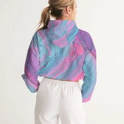 Harlow & Lloyd Jackets Marshmallow Marbled Women's Cropped Windbreaker Jacket
