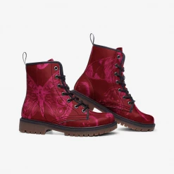 Harlow & LLoyd Red Fuchsia Butterflies Lace Up Boots Shoes