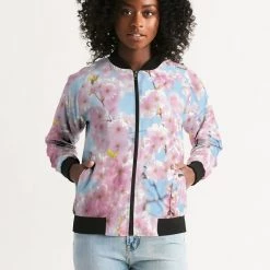 Harlow & Lloyd Jackets Cherry Blossom Sky Women's Bomber Jacket