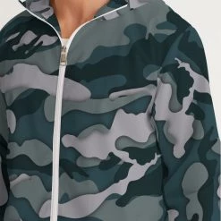 Harlow & Lloyd Green Camo Men's Windbreaker Hooded Jacket
