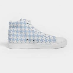 Harlow & Lloyd Baby Blue Large Houndstooth Men's Hightop Canvas Shoe Shoes