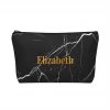 Harlow & Lloyd Personalized Cosmetics Bag / Accessory Pouch In Black Marble And Gold Bags