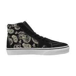 Harlow & Lloyd Black & Bone Paisley Men's High Top Shoes
