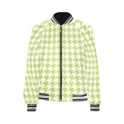 Harlow & Lloyd Jackets Lime Houndstooth Womens Ribbed Cuff & Collar Jacket
