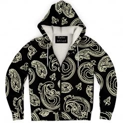 Subliminator Hoodies Black & Bone Paisley Fleece Zip Hoodie 9 Subliminator Hoodies Black & Bone Paisley Fleece Zip Hoodie