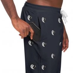 Subliminator Yin Yang 3D Unisex Fleece Joggers In Charcoal
