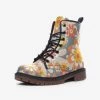 Harlow & LLoyd Shoes Orange & Gray Mod Floral Lace Up Boots