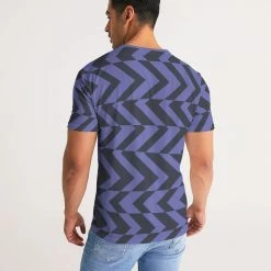 Harlow & Lloyd Blue Violet Charcoal Abstract Striped Men's T Shirt T Shirts & Tanks