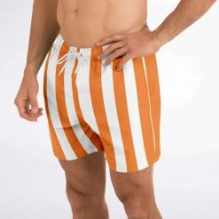 Subliminator Men Orange Stripe Swim Shorts