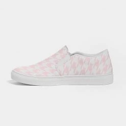 Harlow & Lloyd Pale Pink Large Houndstooth Women's Slip-On Canvas Shoe