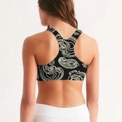 Harlow & Lloyd Black & Bone Paisley Women's Seamless Sports Bra