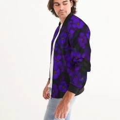 Harlow & Lloyd Jackets Midnight Purple Flower Men's Bomber Jacket 10 Harlow & Lloyd Jackets Midnight Purple Flower Men's Bomber Jacket