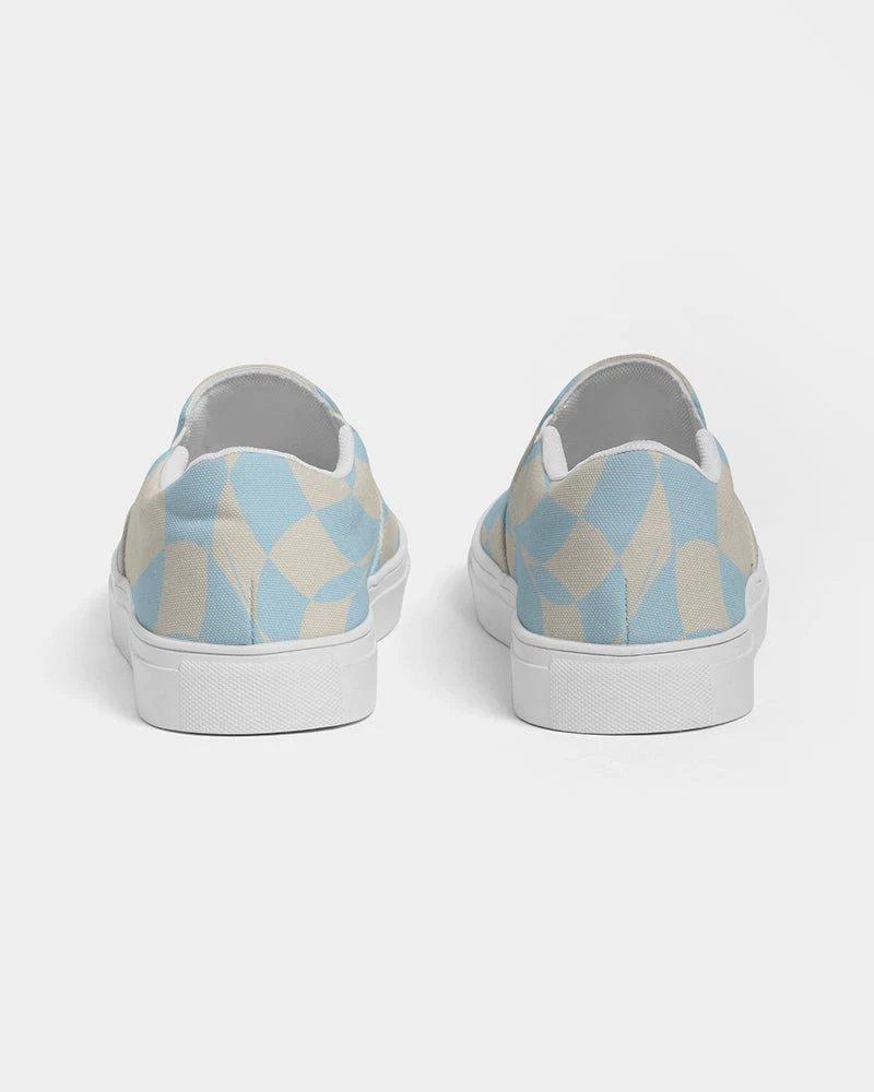 Harlow & Lloyd Blue & Vanilla Ripple Check Men's Slip On Canvas Shoe Shoes 9 Harlow & Lloyd Blue & Vanilla Ripple Check Men's Slip On Canvas Shoe Shoes