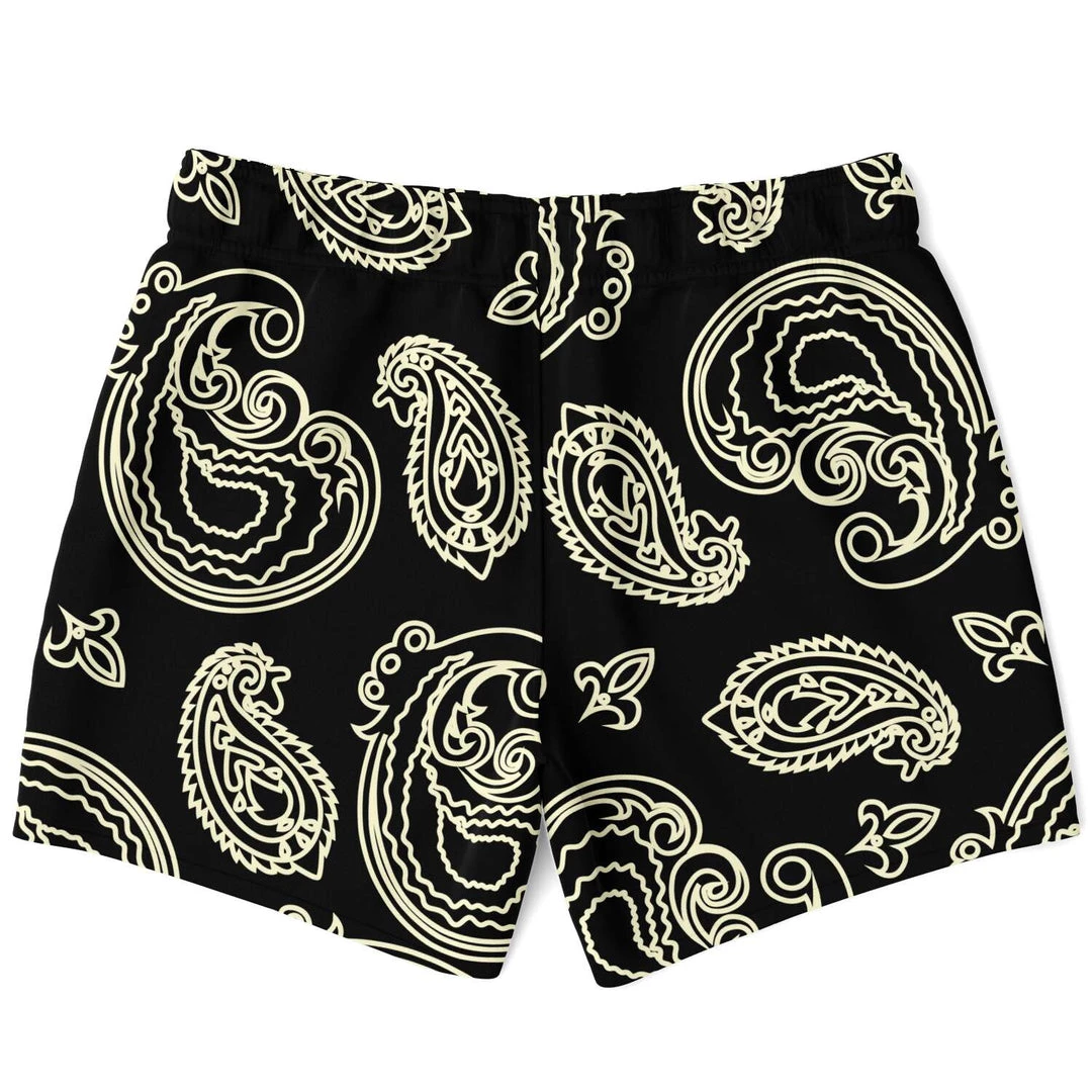 Subliminator Men Black & Bone Paisley Swim Shorts 4 Subliminator Men Black & Bone Paisley Swim Shorts