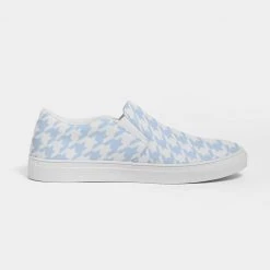 Harlow & Lloyd Pale Blue Large Houndstooth Women's Slip-On Canvas Shoe Shoes 17 Harlow & Lloyd Pale Blue Large Houndstooth Women's Slip-On Canvas Shoe Shoes