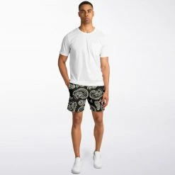 Subliminator Black & Bone Paisley Fleece Shorts 17 Subliminator Black & Bone Paisley Fleece Shorts