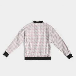 Harlow & Lloyd Jackets Pale Pink Large Houndstooth Women's Bomber Jacket