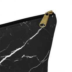 Harlow & Lloyd Personalized Cosmetics Bag / Accessory Pouch In Black Marble And Gold Bags