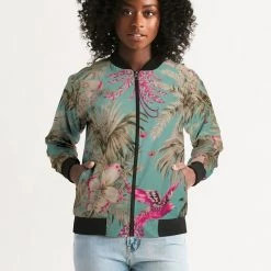 Harlow & Lloyd Vintage Bird & Tropical Palm Women's Bomber Jacket Jackets