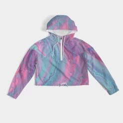 Harlow & Lloyd Jackets Marshmallow Marbled Women's Cropped Windbreaker Jacket