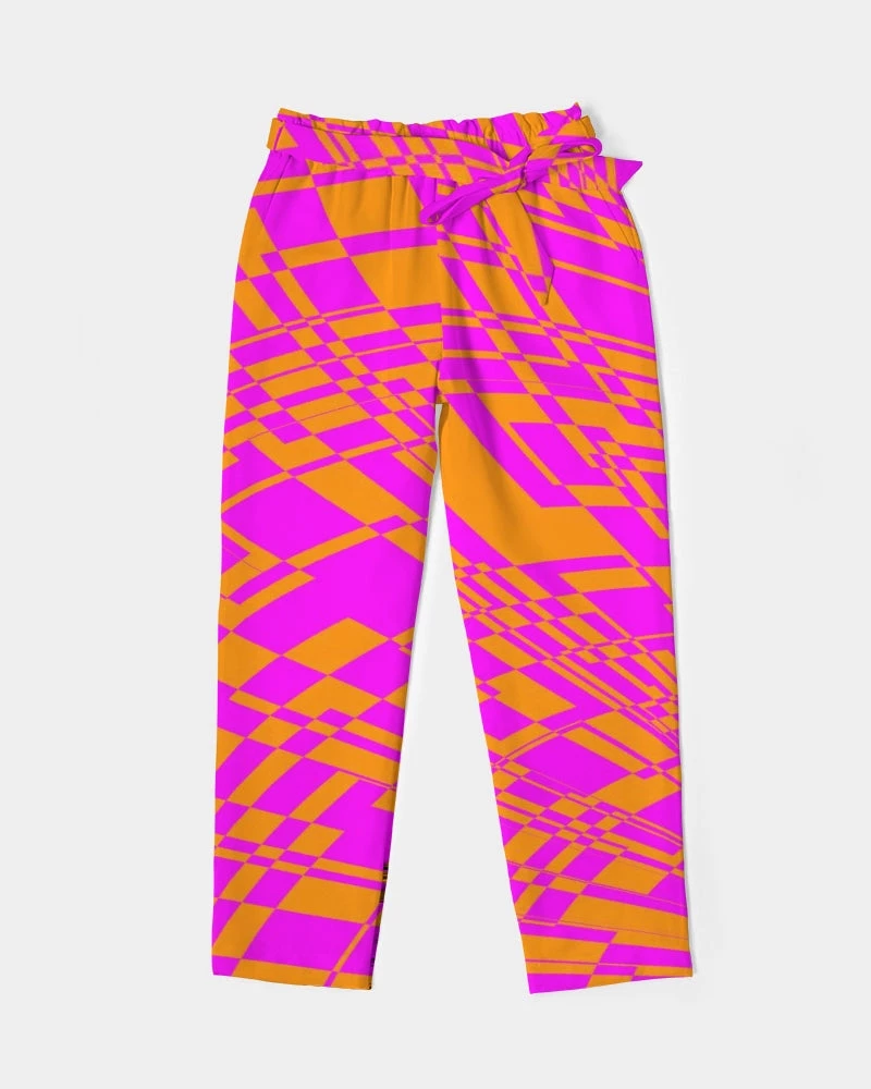 Harlow & Lloyd Pants & Joggers Fuchsia & Orange Warp Women's Belted Tapered Pants 4 Harlow & Lloyd Pants & Joggers Fuchsia & Orange Warp Women's Belted Tapered Pants