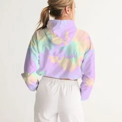 Harlow & Lloyd Lilac Mint Tie Dye Women's Cropped Windbreaker Jackets