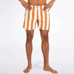 Subliminator Men Orange Stripe Swim Shorts
