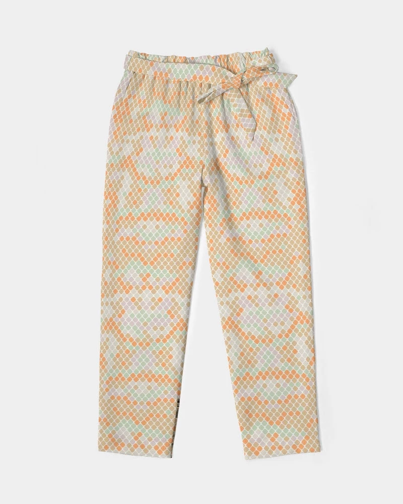 Harlow & Lloyd Green & Orange Snake Print Women's Belted Tapered Pants 5 Harlow & Lloyd Green & Orange Snake Print Women's Belted Tapered Pants