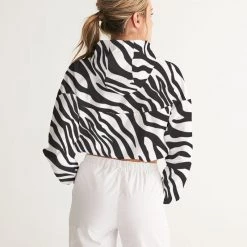 Harlow & Lloyd Zebra Print Women's Cropped Windbreaker Jackets