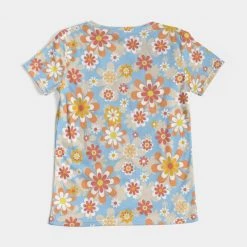 Harlow & Lloyd Blue Blooming Mod Floral Women's V-Neck Tee 17 Harlow & Lloyd Blue Blooming Mod Floral Women's V-Neck Tee