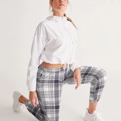Harlow & Lloyd Black & White Tartan Check Lightweight Women's Track Pants Pants & Joggers