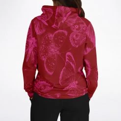 Subliminator Red Fuchsia Butterflies Unisex Hoodie