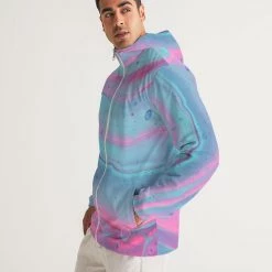 Harlow & Lloyd Jackets Marshmallow Marbled Men's Hooded Windbreaker