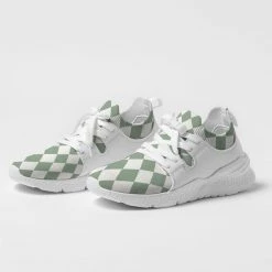 Harlow & Lloyd Sage Diamond Check Men's Fly-Knit Sneaker Shoes