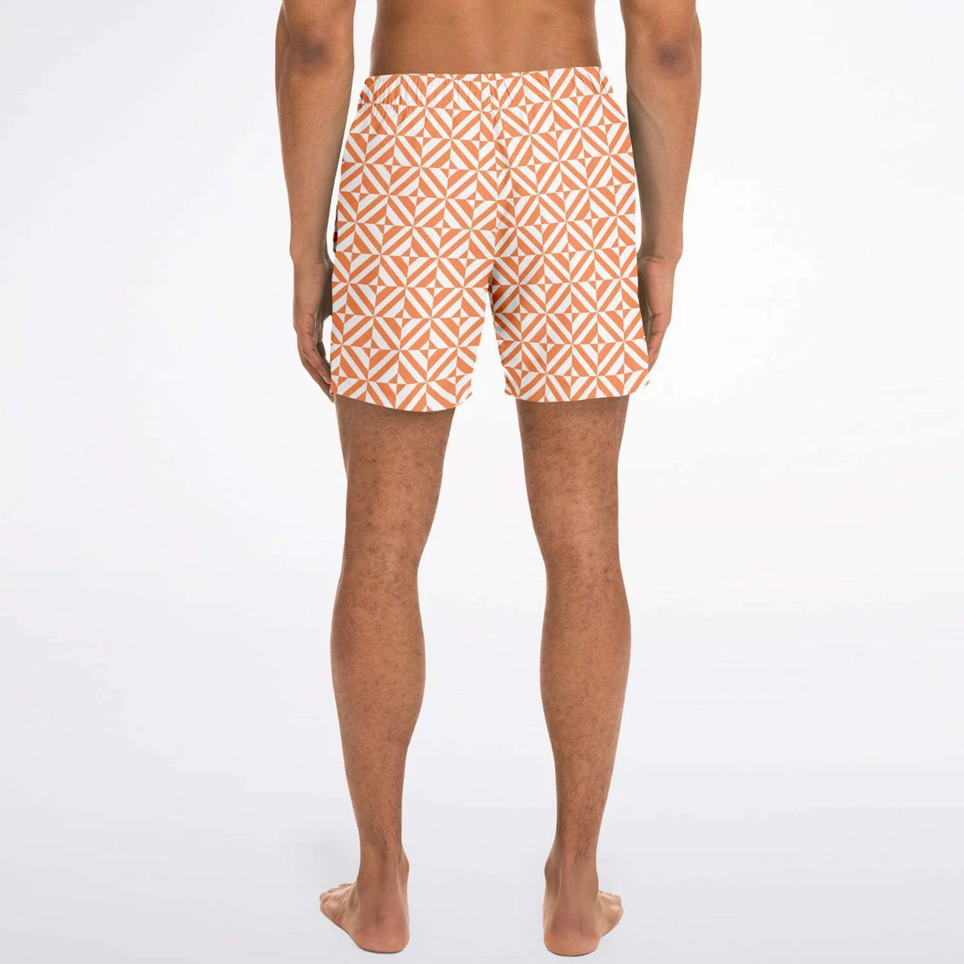 Subliminator Orange Geometric Pattern Swim Shorts 11 Subliminator Orange Geometric Pattern Swim Shorts