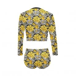 Harlow & Lloyd Yellow Pop Floral Long Sleeve Swimsuit Set Women 9 Harlow & Lloyd Yellow Pop Floral Long Sleeve Swimsuit Set Women