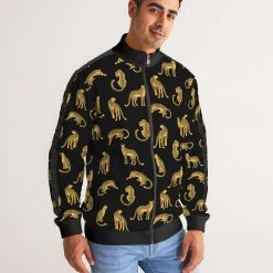 Harlow & Lloyd Black Leopards Men's Stripe-Sleeve Track Jacket Jackets