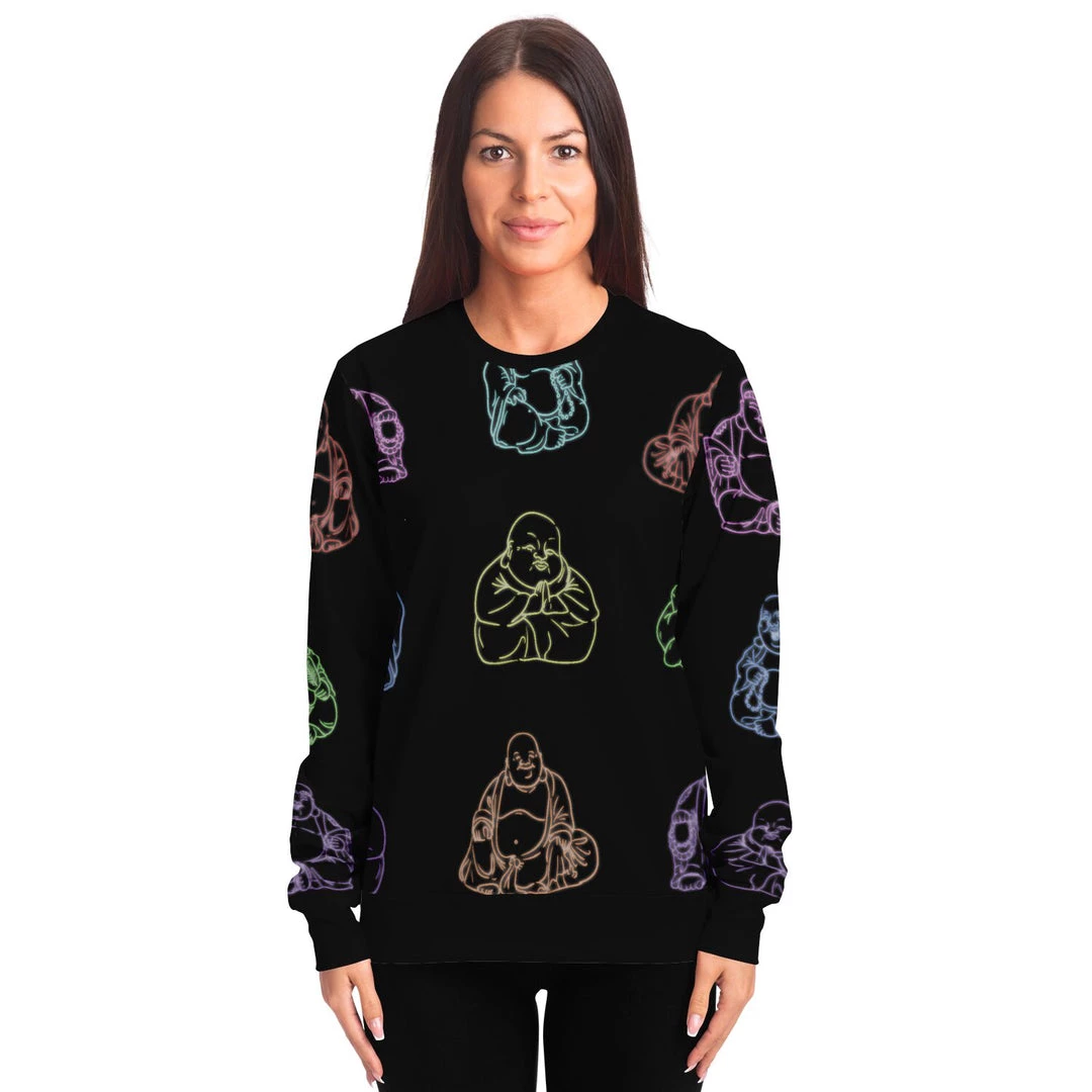 Subliminator Neon Buddhas Black Unisex Fleece Sweatshirt Sweatshirts & Pullovers 5 Subliminator Neon Buddhas Black Unisex Fleece Sweatshirt Sweatshirts & Pullovers