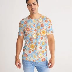 Harlow & Lloyd Blue Blooming Mod Floral Men's Tee T Shirts & Tanks
