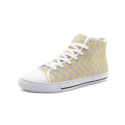 Harlow & LLoyd Yellow & Gray Abstract Stripe Unisex High Top Canvas Shoes