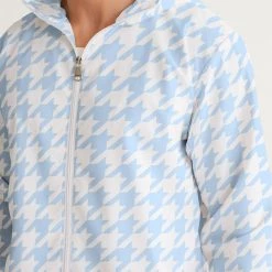 Harlow & Lloyd Jackets Baby Blue Large Houndstooth Men's Hooded Windbreaker Jacket 13 Harlow & Lloyd Jackets Baby Blue Large Houndstooth Men's Hooded Windbreaker Jacket