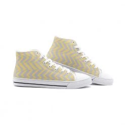 Harlow & LLoyd Yellow & Gray Abstract Stripe Unisex High Top Canvas Shoes 12 Harlow & LLoyd Yellow & Gray Abstract Stripe Unisex High Top Canvas Shoes
