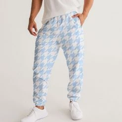 Harlow & Lloyd Baby Blue Large Houndstooth Lightweight Men's Track Pants