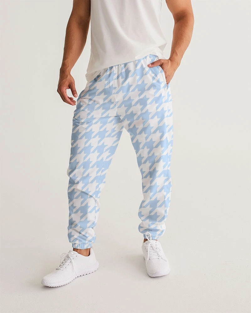 Harlow & Lloyd Baby Blue Large Houndstooth Lightweight Men's Track Pants 3 Harlow & Lloyd Baby Blue Large Houndstooth Lightweight Men's Track Pants