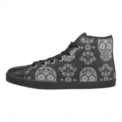 Harlow & Lloyd Black Skull Paisley Men's High Top Shoes