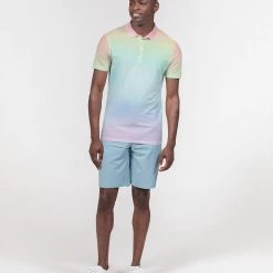 Harlow & Lloyd Soft Rainbow Slim Fit Short Sleeve Polo T Shirts & Tanks