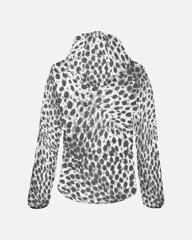Harlow & Lloyd Jackets Black & White Leopard Print Lightweight Womens Hooded Puffer Jacket 4 Harlow & Lloyd Jackets Black & White Leopard Print Lightweight Womens Hooded Puffer Jacket